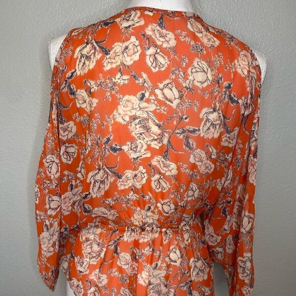 Soprano Orange/Red Floral Cold Shoulder Blouse Size S - Picture 4 of 4